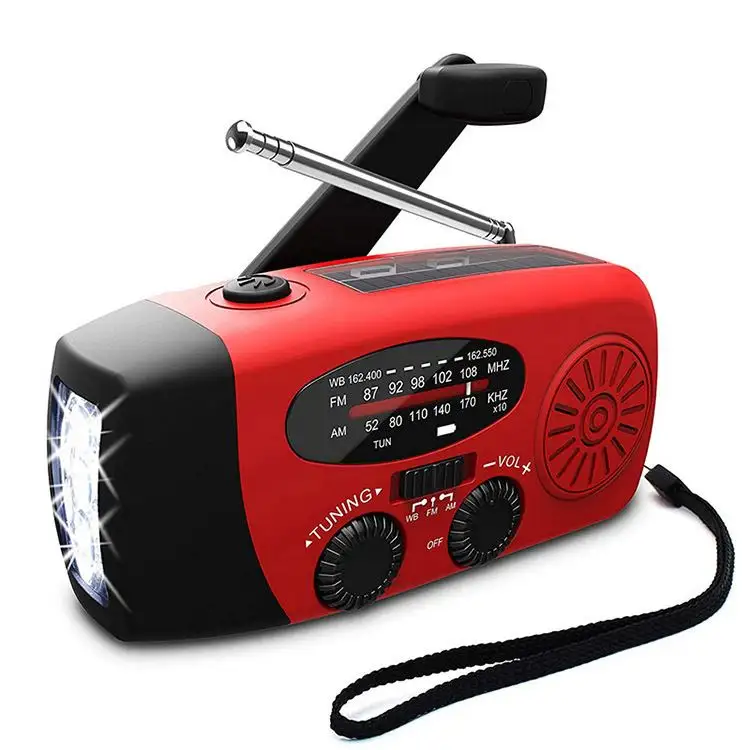 Nieuwste Draagbare 2000Mah Power Bank Solar Crank Am/Fm/Noaa Emergency 3 In 1 Draagbare Radio Zaklamp solar Radio Lezen