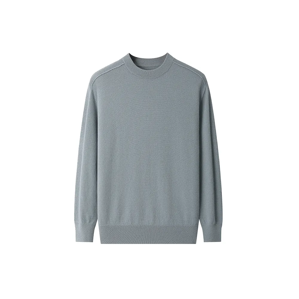 GUOOU-suéter de cachemira pura de alta gama para hombre, suéter de cuello redondo, camisa fina de color sólido, básico, otoño e invierno, cálido, nuevo