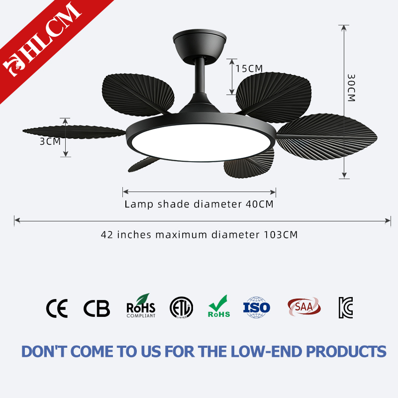 Black 42-inch 6-blade