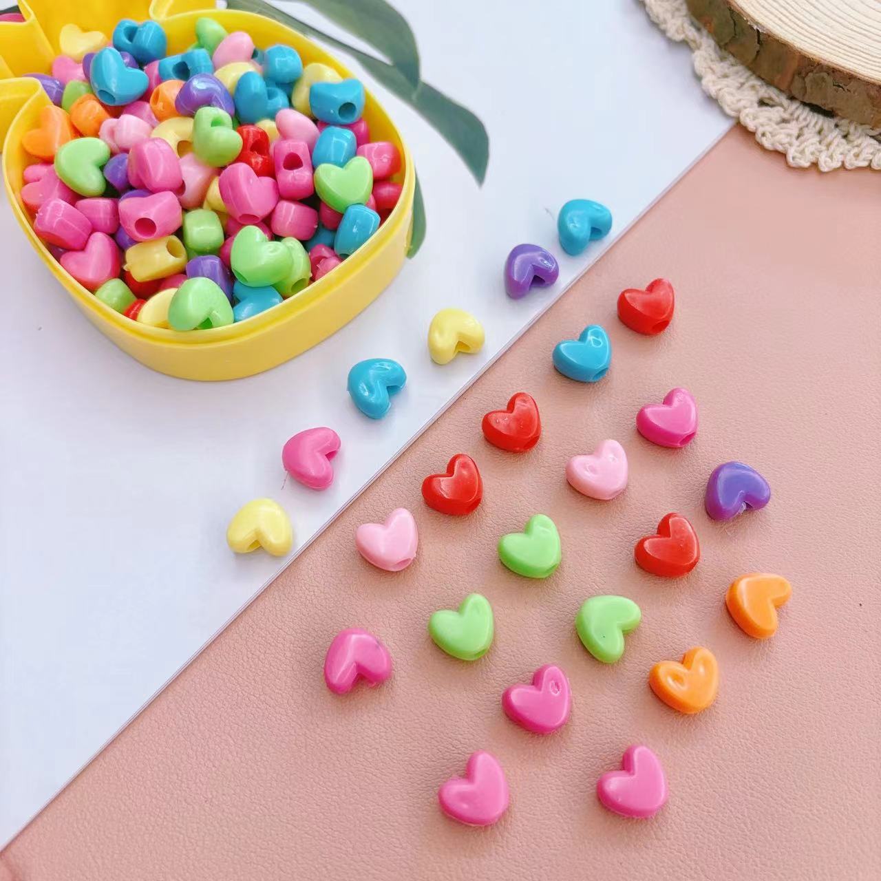 15 boîtes coeur de couleur unie à grands trous-100 pièces