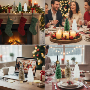 Sanwei Tuyết Mini Cây Giáng Sinh Đồ Trang Trí Mùa Đông Bàn Nhỏ Long Lanh Xmas Cây Với Gỗ Cơ Sở Cho Trang Trí Nội Thất - Product Image 4