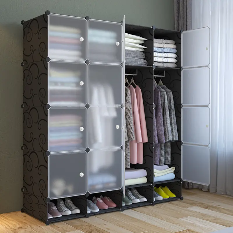 Folding Quarto Diy Portable Storage Cloth Wardrobe Plastic Designs Girl Cabinet Estilo Mestre On-line Construído Baby Home Furniture