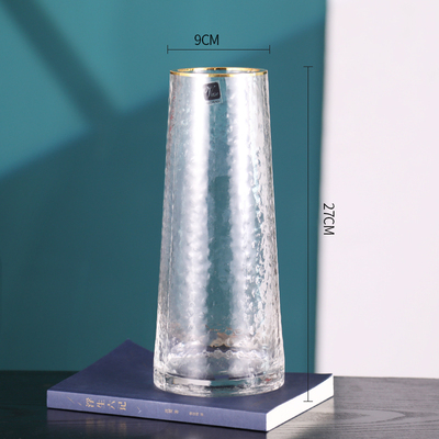 High quality T-shaped Color Crystal Glass Vase Hand Blown Glass Vase for Home Decor with Round Mouth