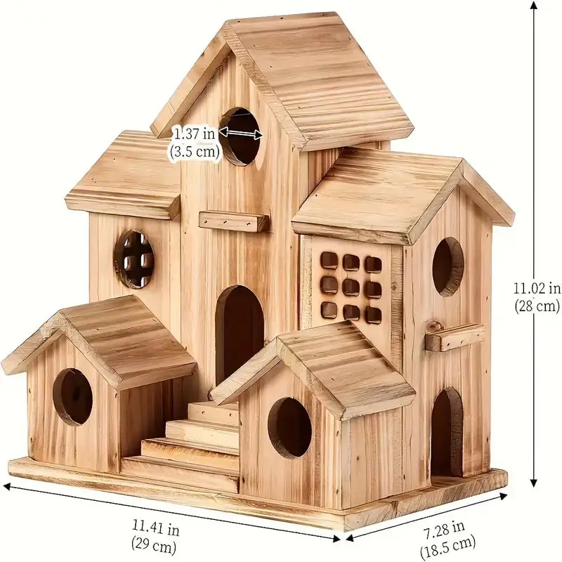 Artesanía Adornos de madera Nido de pájaro de madera Alimentador de pájaros pastoral creativo Colgante de jardinería al aire libre Alimentador de pájaros