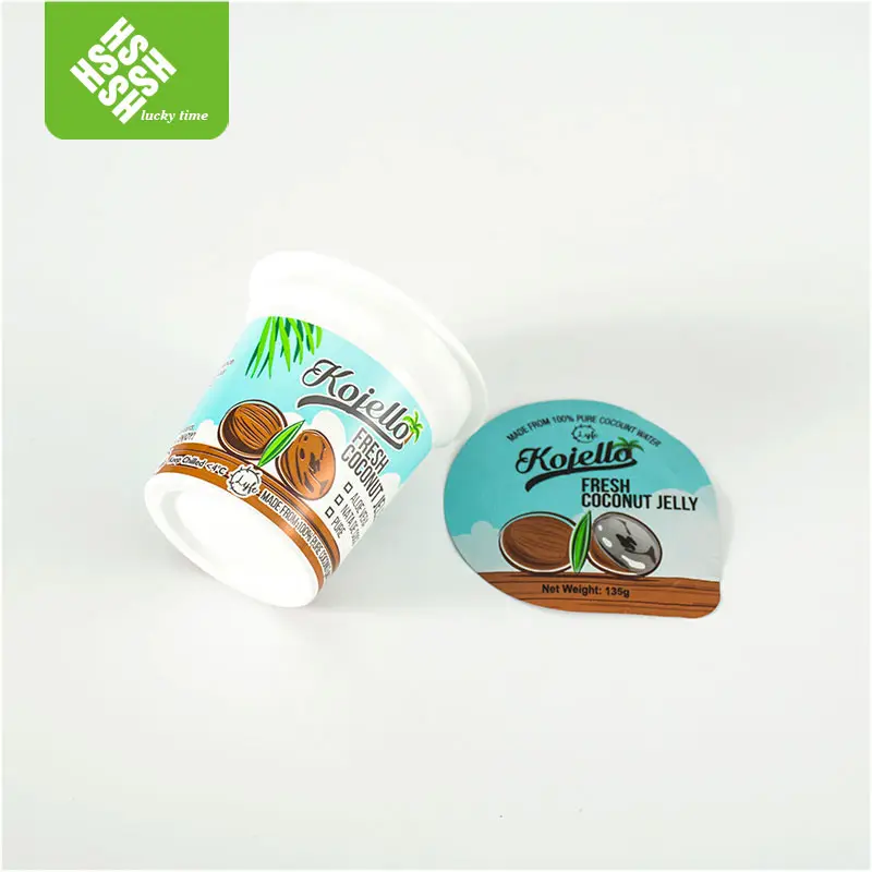 Luckytime-Bote desechable para yogurt, contenedor de gelatina, salsa, yogurt, vasos de plástico para alimentos con tapas de papel de aluminio, venta al por mayor