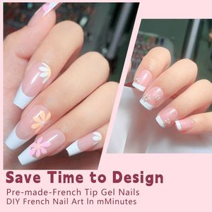 Sıcak satış Traceless ayrılabilir Nail Art İpuçları yeni fransız tarzı kare tasarım akrilik ve parmak uygulaması için ABS malzeme