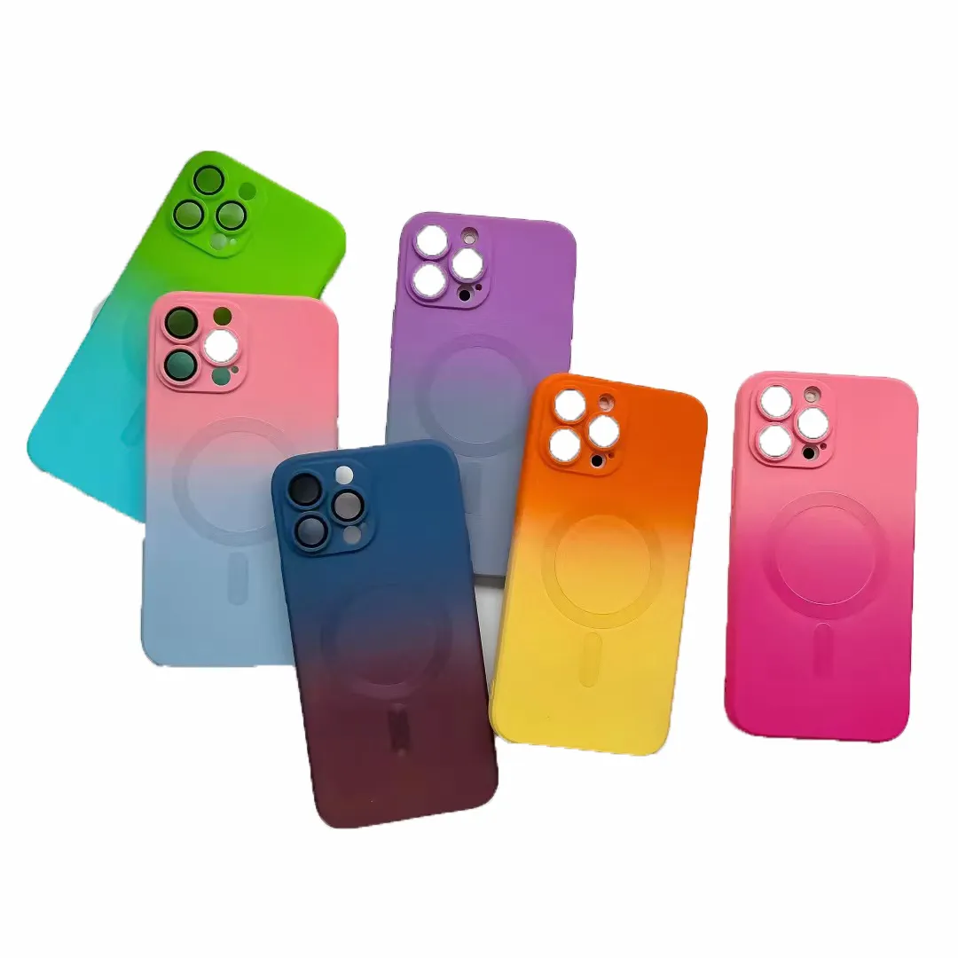 Роскошный жидкий двухцветный чехол для телефона с градиентным рисунком для iPhone 11 12 13 14 Pro Max Plus мягкий магнитный чехол из ТПУ