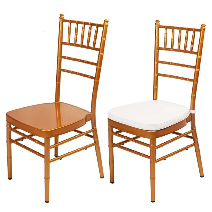 Золотые свадебные стулья Chiavari Tiffany, оптовая продажа, золотые банкетные стулья для отелей, высококлассные обеденные стулья, металлические Chiavari