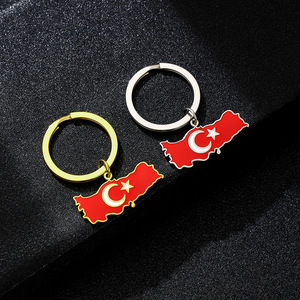 Üretici emaye türkiye bayrağı anahtarlık anahtarlık paslanmaz çelik 18K altın kaplama emaye Turkiye harita kolye anahtarlık - Product Image 4