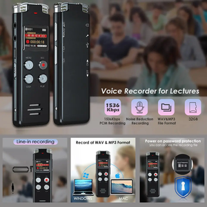 Grabadora activada por audio digital Grabadora pequeña y ligera para grabar entrevistas Dictáfono de voz Mango portátil 32GB - Product Image 5