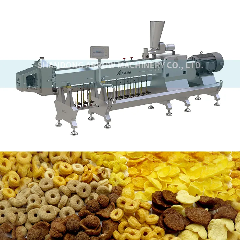 Extrusora automática de copos de maíz y cereales para el desayuno línea de producción de maíz