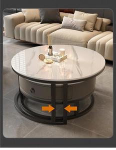 Round <strong>Nesting</strong> Coffee <strong>Table</strong> Set with Drawer Cocktail <strong>Table</strong> with Metal Frame <strong>End</strong> <strong>Table</strong> for Living Room Bedroom Balcony Small Space - Product Image 4