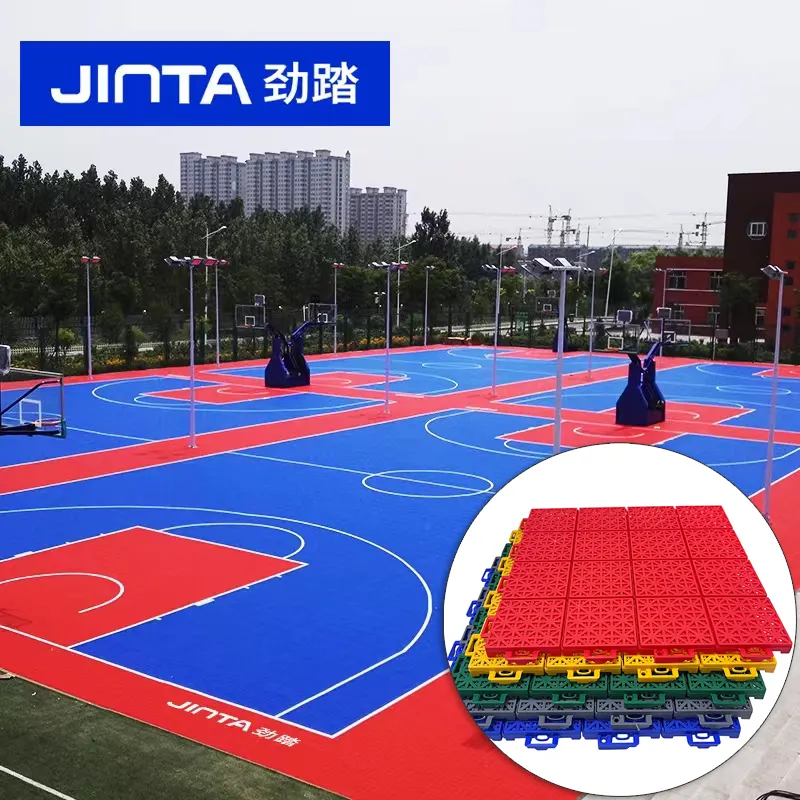 Montaje de cancha de baloncesto/Tenis/fútbol sala de enclavamiento de plástico suspendido Pp azulejos de suelo de deporte al aire libre Cancha de Pickleball