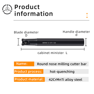 BRP yuvarlak burun freze kesicisi Bar BRP4R değirmen kesici yuvarlak dübel parmak freze çakısı freze kesicisi Bar için CNC işleme makinesi - Product Image 5