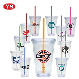 売れ筋16オンスストロー付き二重壁プラスチック断熱ウォーターカップ - Product Image 6