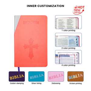 Üretici kişiselleştirilmiş özel baskı İngilizce İncil 2-Color PU deri kabartma çapraz sanat dini olay temel - Product Image 4