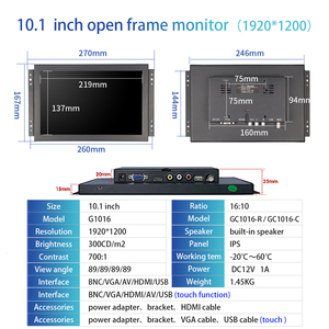 MONTAJE VESA, Marco abierto de 10,1 pulgadas, monitor de pantalla táctil capacitiva de 10 puntos, pantalla panorámica de Raspberry Pi, pantalla LCD de 1920*1200 - Product Image 6