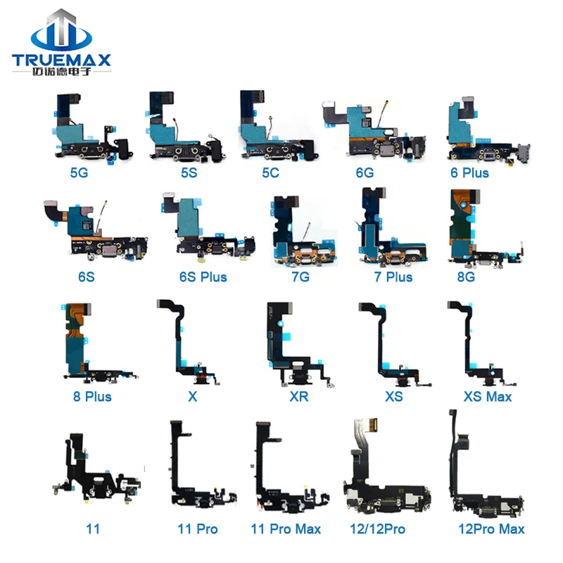 Dock Connector For iPhone 6 6S 7 Plus 8 SE X XR XS 11 12 Mini 13 Pro Max Original Charging Port Flex Cable Headphone Replacement