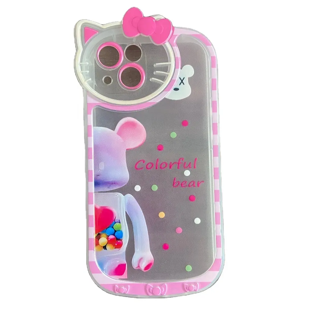 Hot Sale Cute Cat Mobile Cases For Iphone 14 Printing Bear 3D Tpu Phone Case For Iphone 13 12 11 XR XsMax