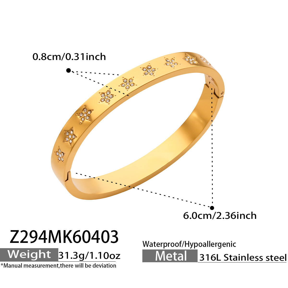 Bracciale di Lusso Leggero Placcato e Resistente all'Ossidazione