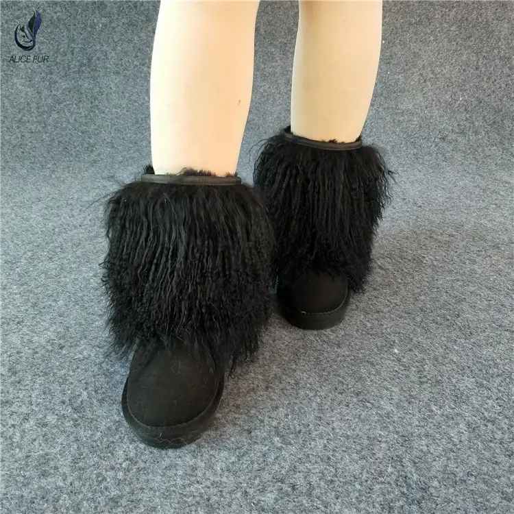 Bottes de neige en fourrure de mouton pour femmes, mongoles, peluches, nouveauté, livraison gratuite