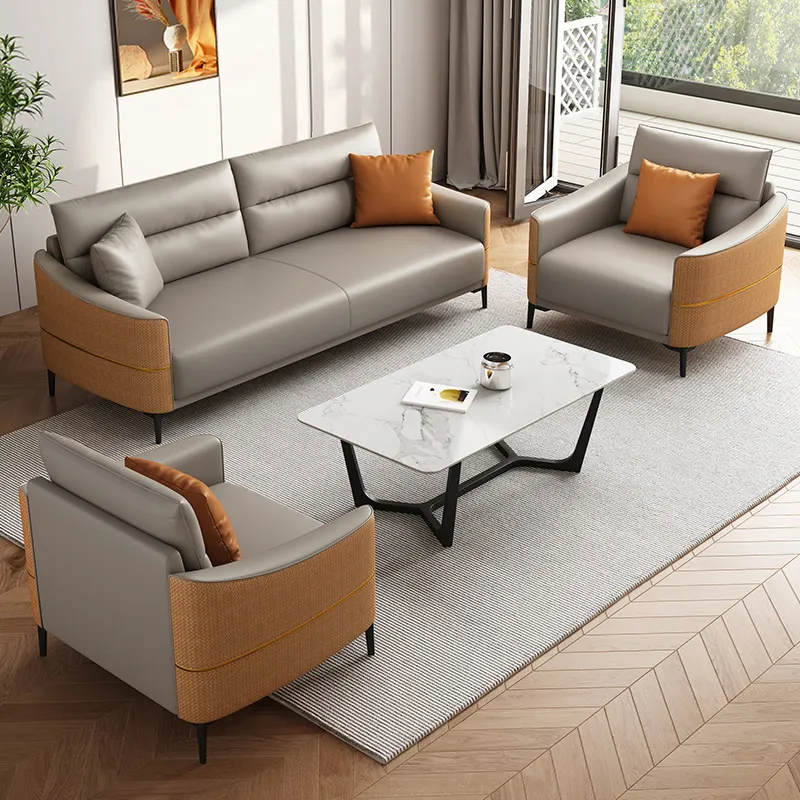 Ensembles de canapés de bureau en cuir de dernière conception très vendus meubles de style chinois canapé sectionnel moderne rectangle