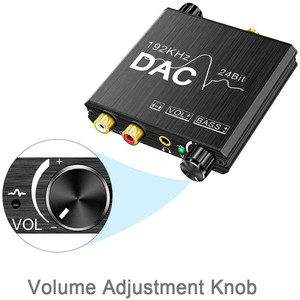 Convertidor Digital a analógico de 192Khz/24 bits, ajuste de volumen, Control de tono de bajos, salida RCA, salida de Audio de 3,5mm para PC y portátil - Product Image 5