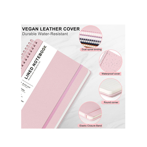 Supplier Custom Planner Dual Spiral <strong>Binding</strong> Diary PU Leather <strong>Notebook</strong> College Ruled Inner Paper Journal <strong>Notebook</strong> <strong>with</strong> Pocket - Product Image 4