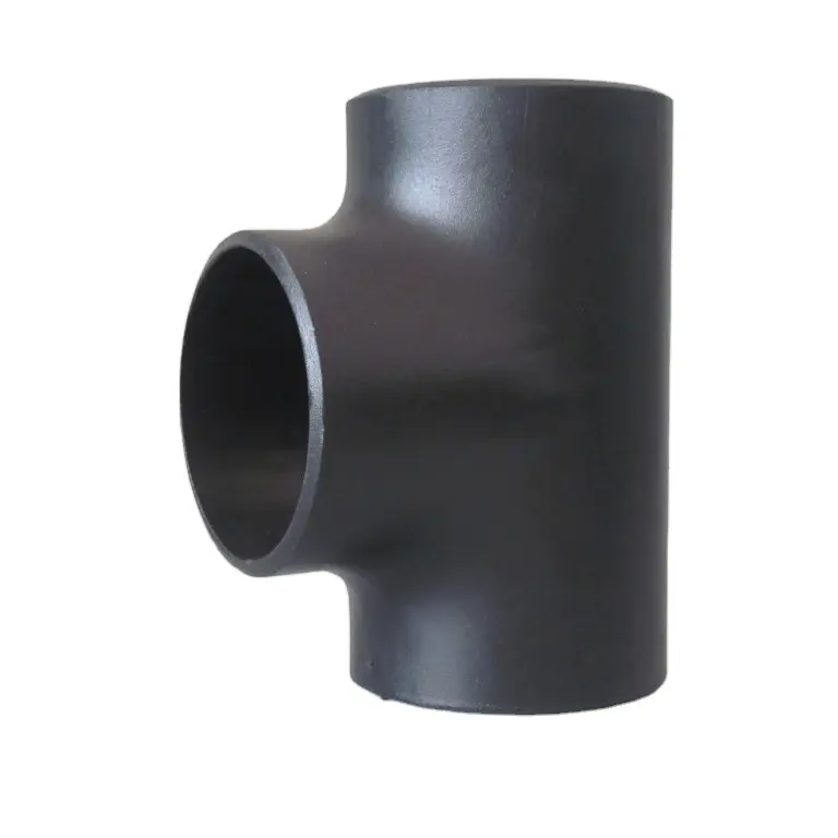 A234 WPB Black Butt Welding Pipe Fitting T-Stück Nahtloses gerades/reduzierendes T-Stück Schwarz Perlen mit Rippen Gleiches T-Stück für Struktur rohr