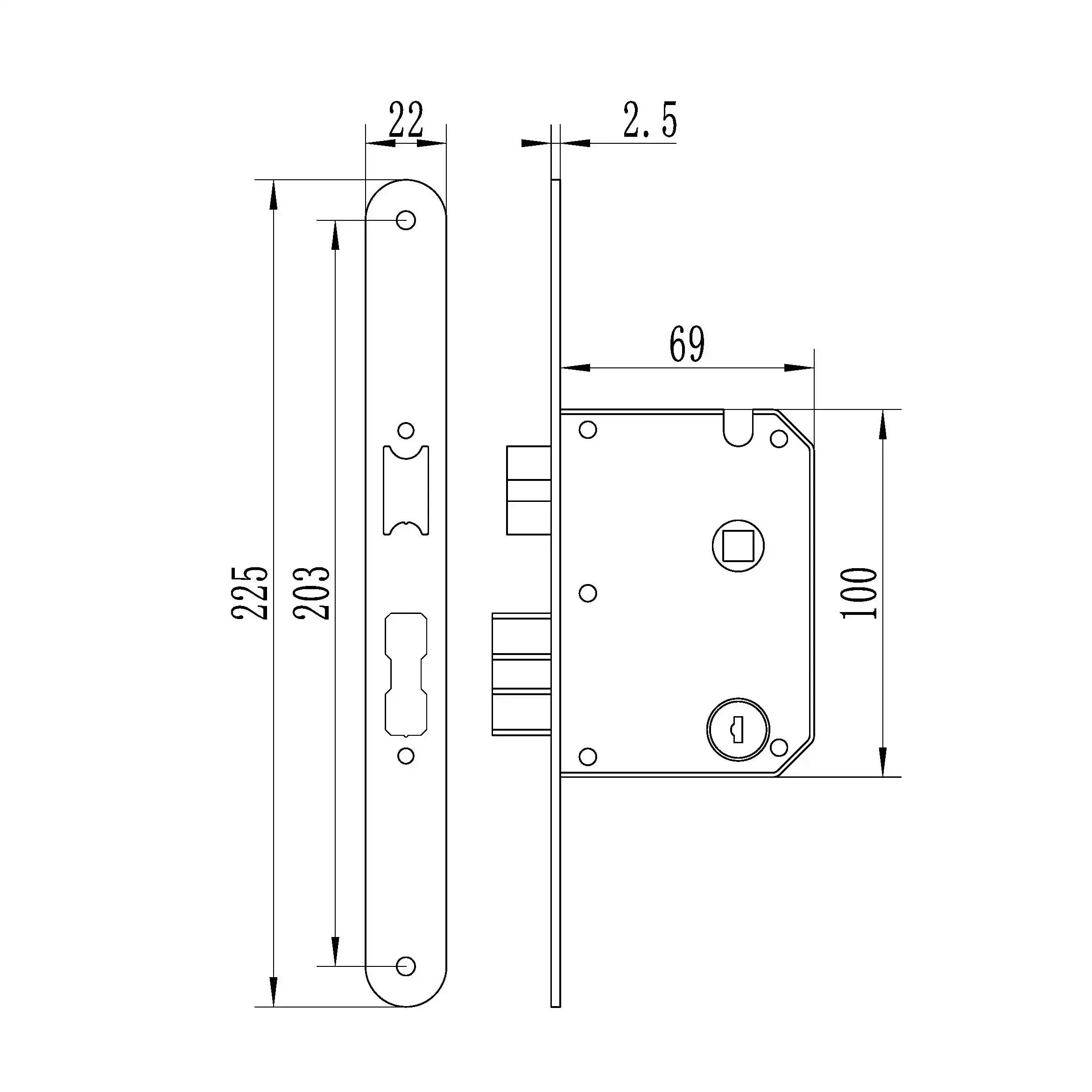 Personalização Topteq Inteligente madeira porta fechadura aço inoxidável 5050 mortise lock corpo para bloqueio inteligente