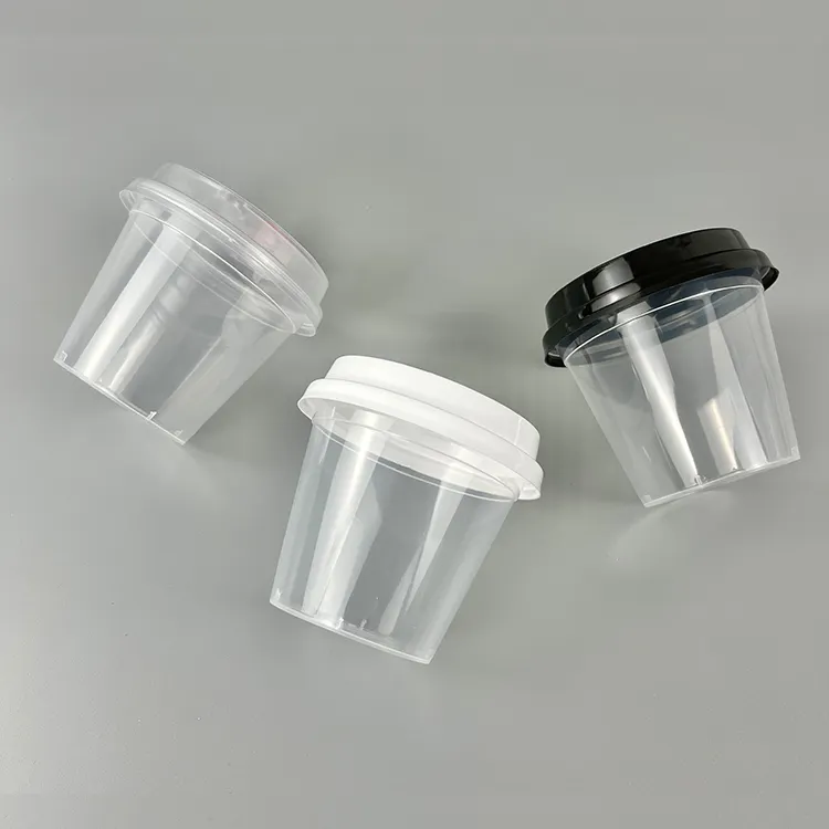 Mini taza de plástico transparente con tapa para postres, vaso pequeño de plástico PP para yogurt, helado, café, 8Oz, venta al por mayor