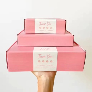 Özel baskılı Logo pembe oluklu karton kozmetik peruk ambalaj mailler nakliye kağıt hediye kutusu - Product Image 6