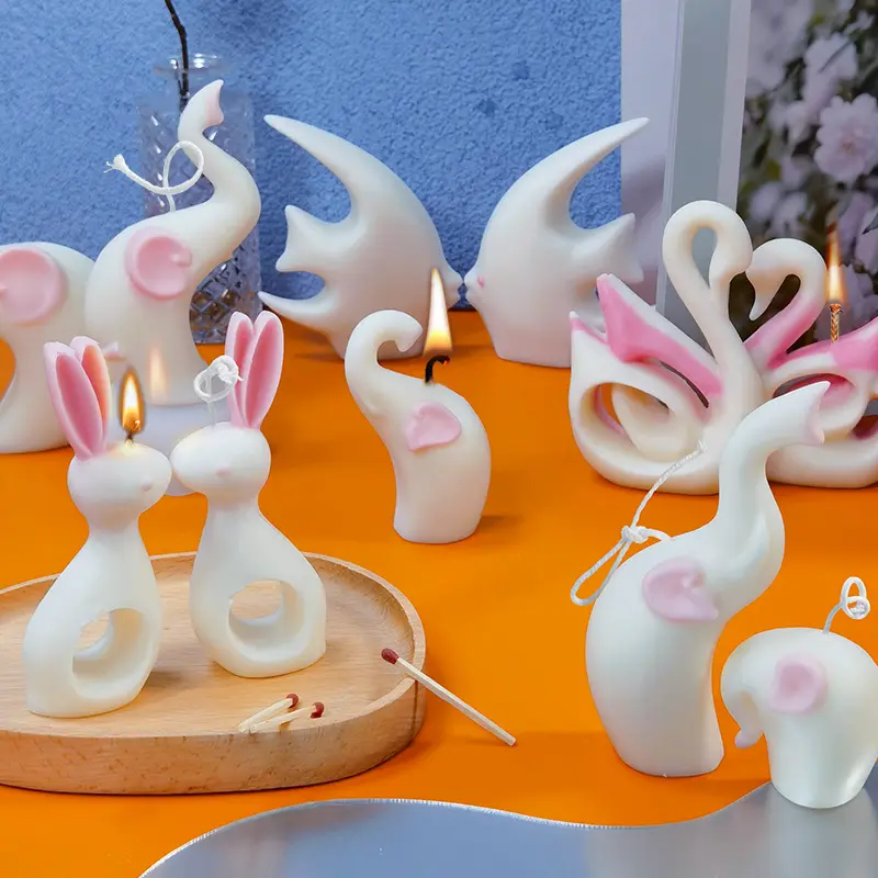 Molde decorativo de silicona con forma de cisne y elefante, molde de silicona perfumado para decoración de yeso, jabón hecho a mano, molde para hornear Chocolate