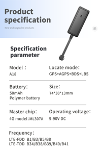 ZOOBII全球定位系统跟踪器，带LBS定位系统防水平台服务器软件4g应用GSM 1年兼容iOS/安卓/电脑 - Product Image 2