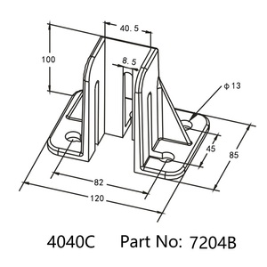 Trung Quốc Nhà sản xuất 4040c nhôm tầng núi tấm cơ sở cho 25x25 30x30 40x40 45x45 50x50 # 7204b - Product Image 6