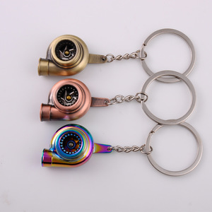 Custom Logo Mini Spinning Turbine <strong>Key</strong> Chain Ring Keyring Keyfob Metal Piston Disc Brake Rotor <strong>Turbo</strong> Car Part Keychains