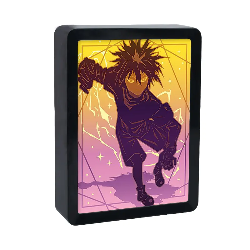 Killua Zoldyck-figura de Hunter x Hunter, caja de sombra personalizada, Marco, imagen 3D, luz nocturna, LED, lámpara de escritorio, artículos de regalo