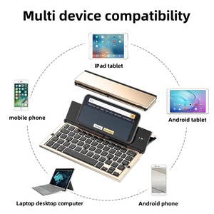 Tastiera Bluetooth pieghevole Wireless a tre sistemi Dual Channel telefono cellulare Tablet tastiera portatile in lega di alluminio - Product Image 2