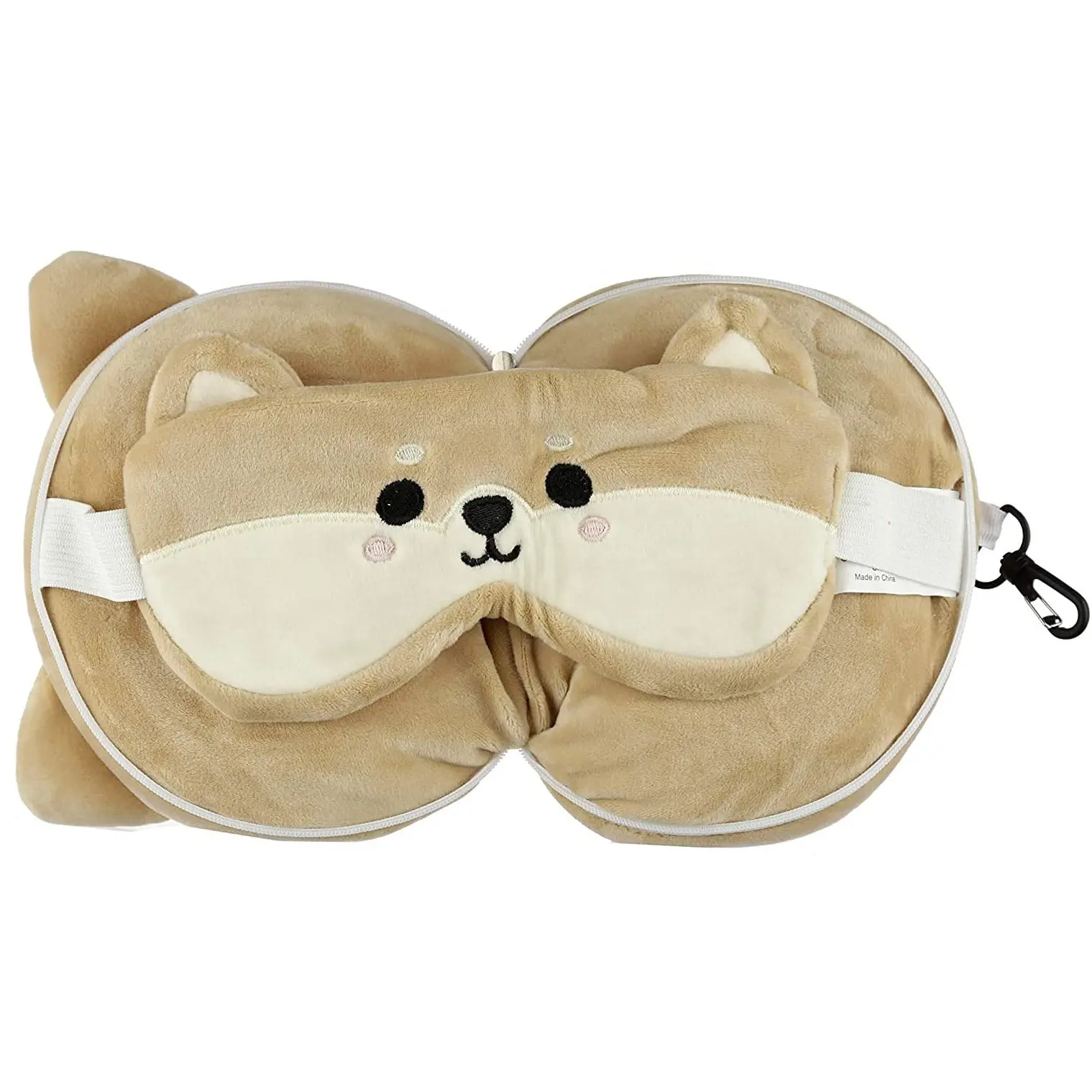 Peluche animale Shiba Inu cuscino per il collo a forma di cane per auto da viaggio aereo per bambini cuscino da viaggio Corgi rotondo personalizzato con maschera per gli occhi