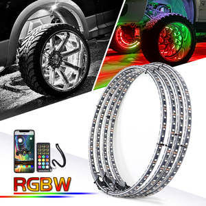 12/14/15.5/17 Inch RGBW Wheel Ring <strong>Light</strong> Chasing Color and Pure White Color Wheel Rim <strong>Light</strong> with Brake and Turn Signal Function
