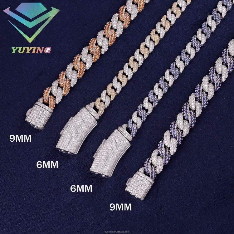 สร้อยข้อมือคิวบันโค้งสีขาว ขนาด 6 มม.