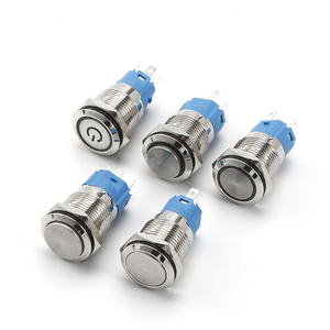16mm Start Power Metal <strong>Push</strong> <strong>Button</strong> <strong>Led</strong> 3 5 Pin 1NO Flat Round Head Stainless Steel Momentary <strong>Push</strong> <strong>Button</strong> <strong>Switch</strong> <strong>With</strong> Light - Product Image 3