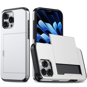 2025组合2合1幻灯片插卡TPU电脑卡座钱包手机外壳适用于iPhone 16 15 14 13 Pro Max - Product Image 1