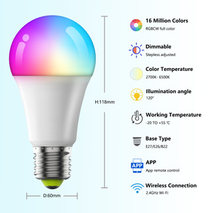 Vendita calda 9w Rgbw cambia colore 16 milioni di colori A19 <span class=keywords><strong>Rgb</strong></span> lampadina a <span class=keywords><strong>Led</strong></span> con memoria a distanza per il soffitto lampada da tavolo lampadario