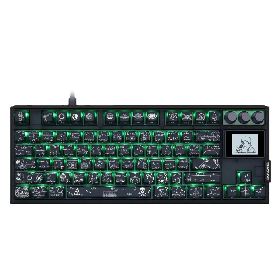 Skyloong Fabricante Golden Proveedor Oem GK87 Pro Crazy Scientist Tema Teclado Interruptor Rgb Teclado Inalámbrico para Computadora