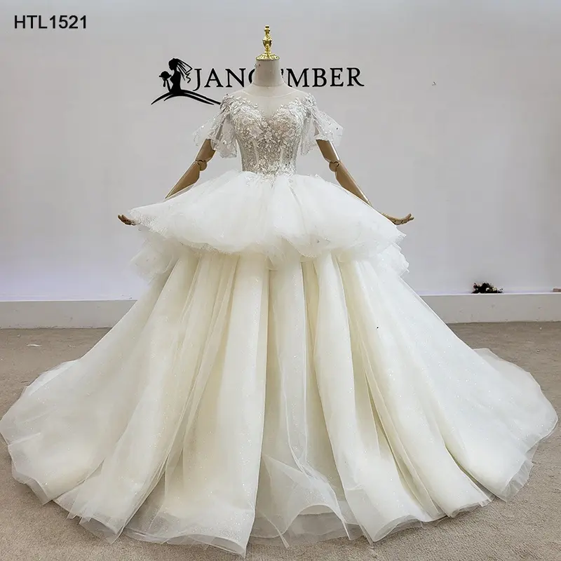 Jancember HTL1521 Suzhou Personalizzato Fiore Del Merletto Della Ragazza Diserbo Abito Da Sposa