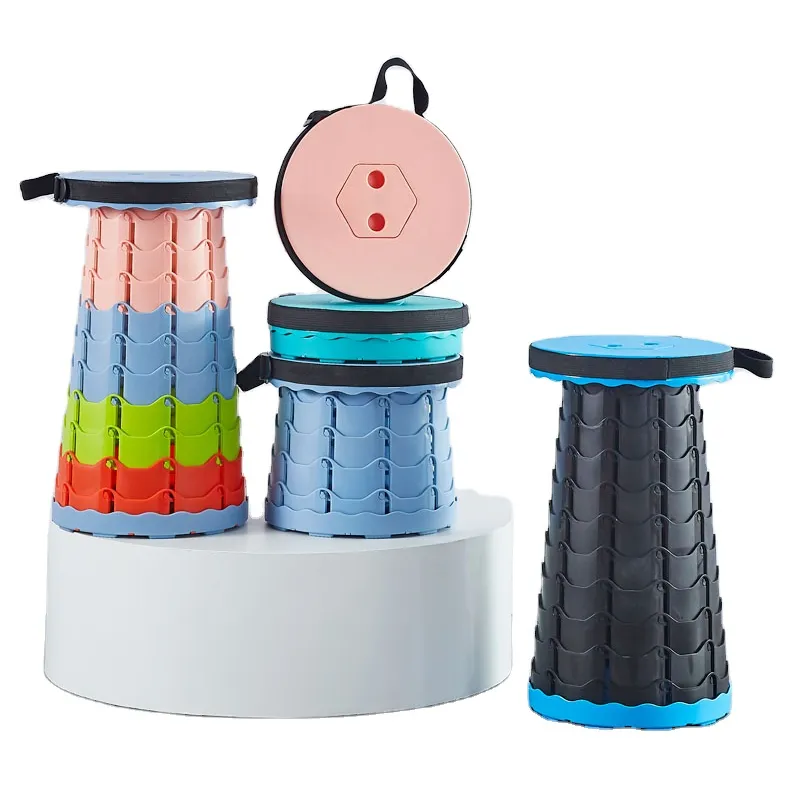 Hot sale easy carry plastic colorful folding stool portable telescopic stool