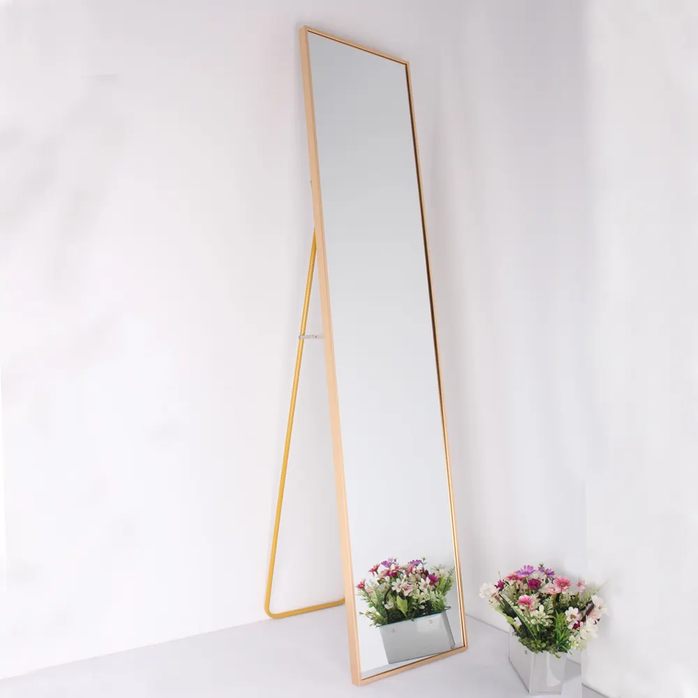 Espejo de pared de estilo moderno para decoración del hogar, decoración de gran tamaño para Hotel y hogar, marco de aluminio, de longitud completa