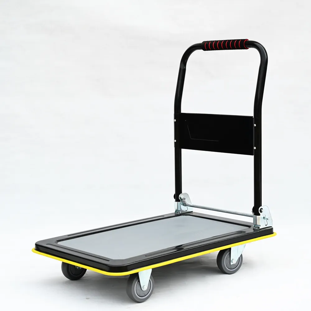 Warehouse Goods Moving Hand Push Trolley Flat Cart Transport Folded Platform Hand Trolley - Buy Platform Hand Trolley,Folding Ha