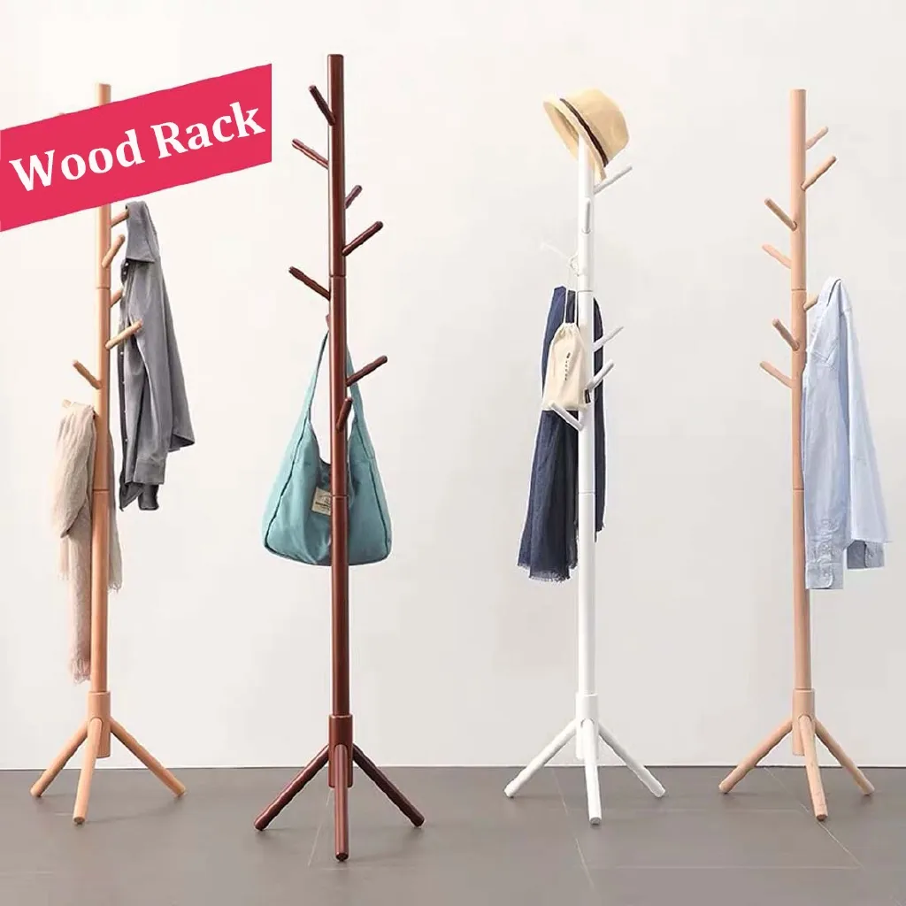 Suporte de madeira em forma de árvore, preço de fábrica, portátil, cor natural, cabide de casaco de madeira para panos, cabide para roupas
